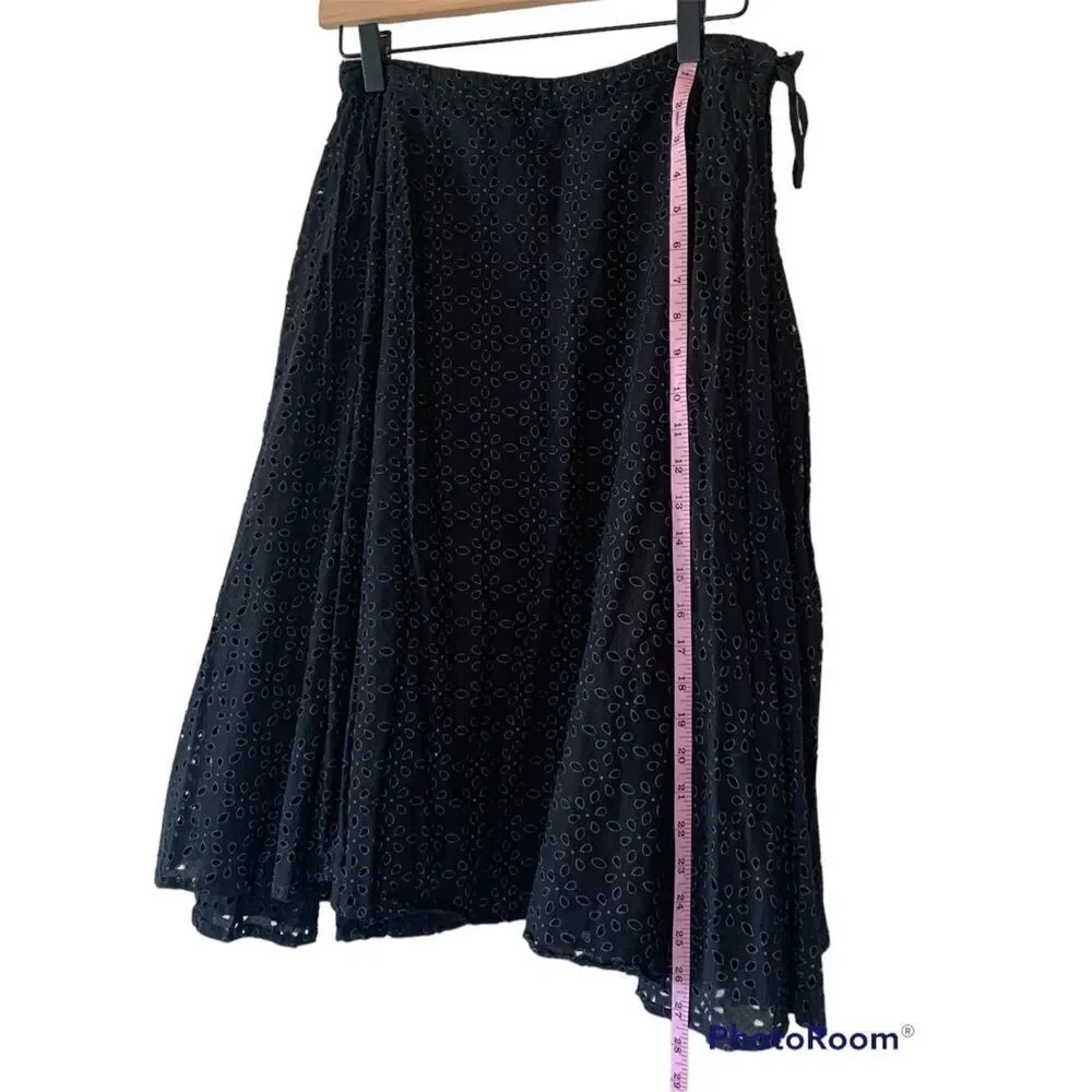Jasmine KC Women's Black Eyelet A-Line Midi Skirt Size S